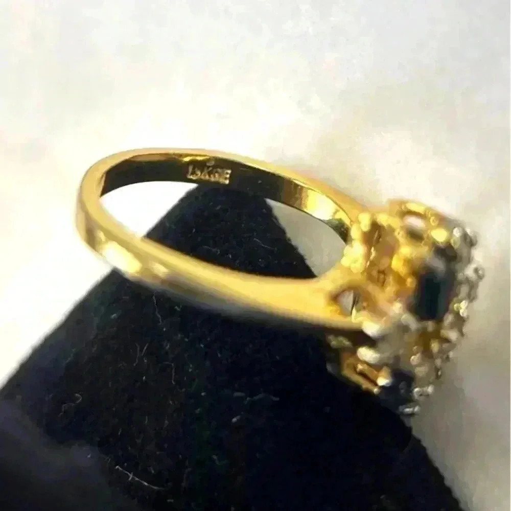 Vtg. 18K GE Oval Cut Sapphire Moissanite - Women's Size 6 - Used Con. - Picture 3 of 12